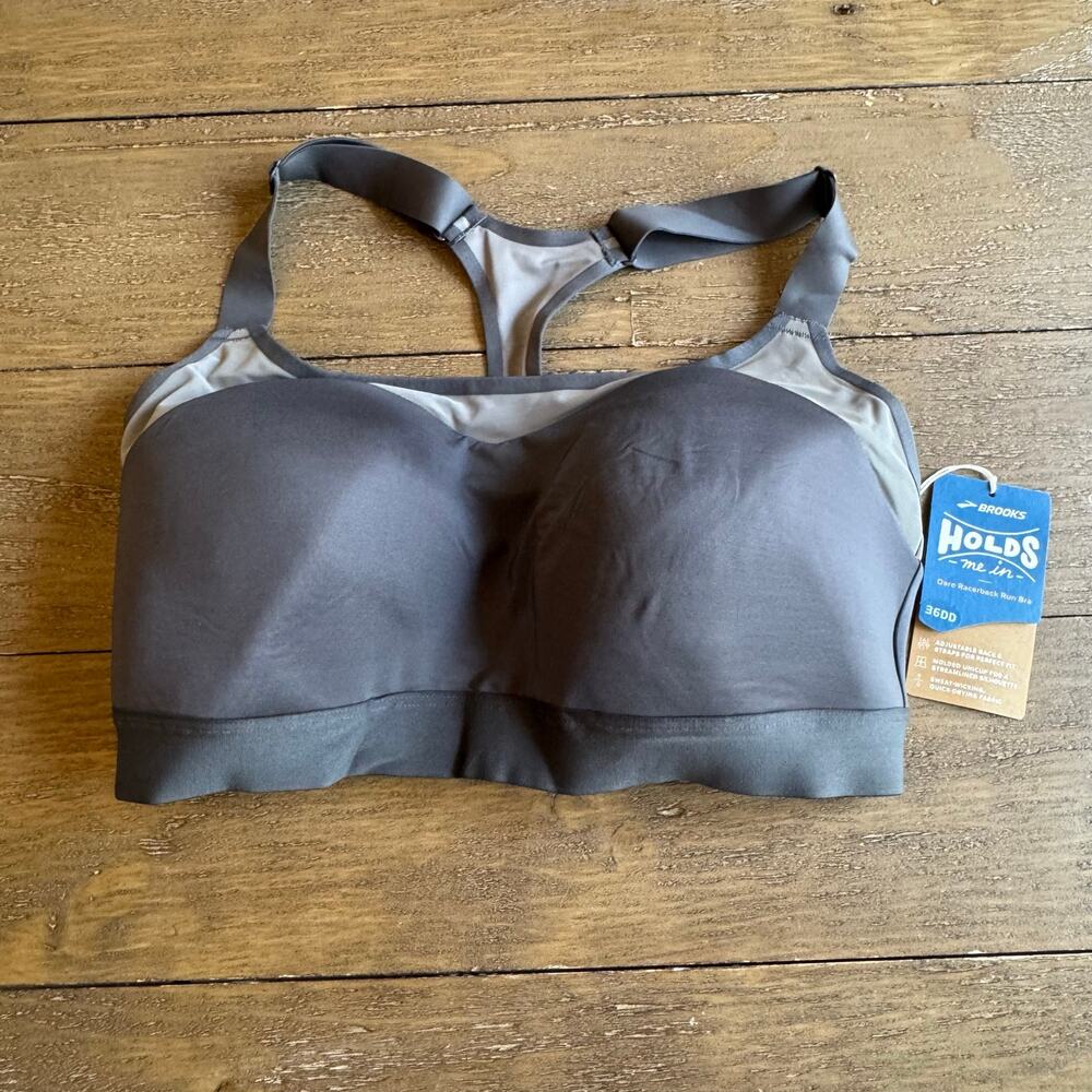 BROOKS Dare Racerback Run Bra 36 DD Asphalt Running Walking Training Compression